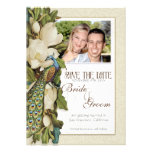 Save the Date - Vintage Peacock & Magnolia Swirls Personalized Announcement