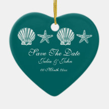 Save The Date wedding beach theme announcement Christmas Tree Ornaments