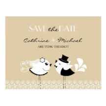 Save The Date Wedding Birds Postcard