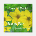 Save the date, yellow garden flowers refrigerator magnets