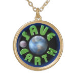 Save the Earth gold finish  necklace by Valxart necklaces