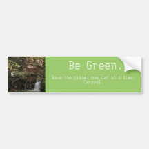 Save the planet one car at a time. Carpool. Bumper Sticker