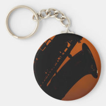 Saxophone on Gold Spotlight Background Keychain