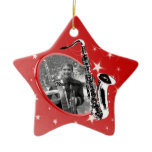 Saxophone Shining Star Photo ornaments