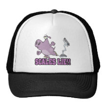 scales lie mad hippo diet humour cartoon trucker hat