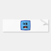 Scared blue square smiley bumper stickers