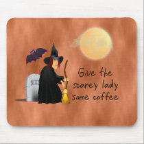 Scarey witch before coffee mousepad mousepads