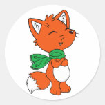 Scarf Fox Round Stickers