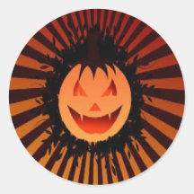Scary Halloween Pumpkin Round Stickers