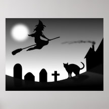 scary halloween scene print