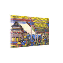 Scene in blue by Hokusai Stretched Canvas Print
