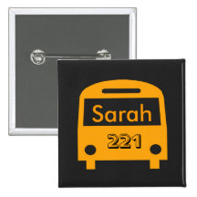School Bus Name Tag Button