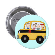 School Bus with Kids T-shirts and Gifts Pinback Button