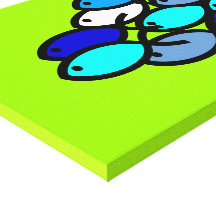 School of Christian Fish Symbols - Blue and Aqua Gallery Wrapped Canvas