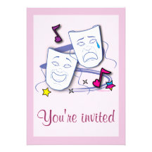School Play Invitation with Drama Masks