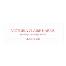 School pride graduation insert name card red business cards