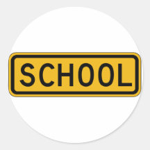School Street Sign Round Sticker