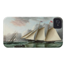 Schooner Mohawk off Sandy Hook Lighthouse iPhone 4 Cases