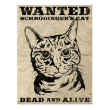 Schrodinger's cat wanted dead or alive postcards