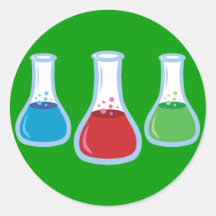 Science Flasks Round Stickers
