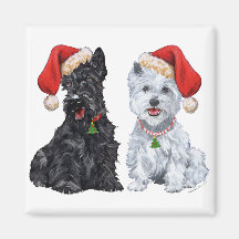 Scottie and Westie Caroling Refrigerator Magnet