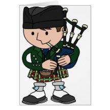 Scottish bagpiper playing bagpipes card