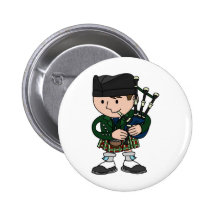 Scottish bagpiper playing bagpipes pinback button