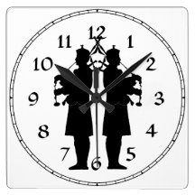 Scottish Bagpipers Silhouette Square Wallclocks