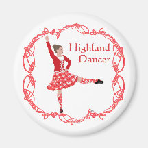 Scottish Highland Dancer Celtic Knotwork Red Fridge Magnet