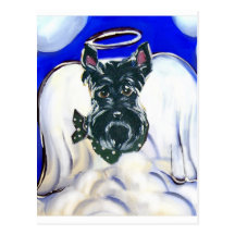 Scottish terrier angel postcard