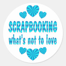 SCRAPBOOKING LOVE ROUND STICKER