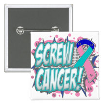 Screw Thyroid Cancer Comic Style Pins