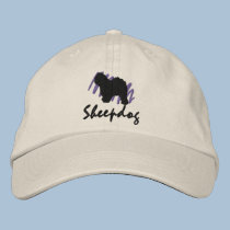 Scribbled Old English Sheepdog embroidered hats