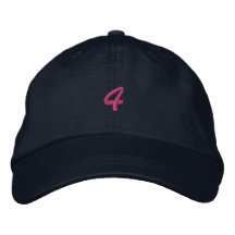 Script-Number 4 Embroidered Baseball Caps