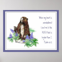 Scripture Psalm 61:2 Encouraging Watercolor Animal Posters