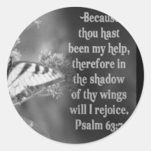 SCRIPTURE PSALM 63:7 W/ BUTTERFLIES STICKER