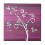 Scrolls to ground fushia flowers - tiles