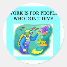 scuba diving design round sticker