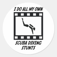 Scuba Diving Stunts Round Stickers