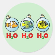 Scubadorable H2O H2O H2O Round Stickers