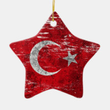 Scuffed and Worn Turkish Flag Christmas Tree Ornament
