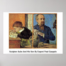 Sculptor Aube And His Son By Eugeni Paul Gauguin Print