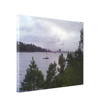 Sea and building stretched canvas prints
