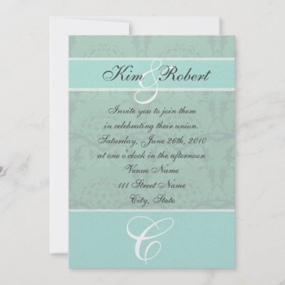 Sea Foam Green Damask Wedding Invitations by sfcount