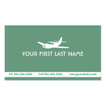 Sea green aeroplane symbol business cards