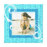 Sea Green Beach Vacation Memories Photo Frame Stretched Canvas Print