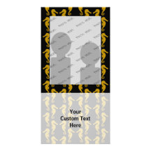 Sea Horse Pattern. Black and Brown. Photo Card Template