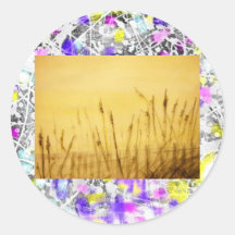 sea oats drip round sticker