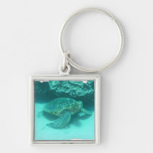 Sea Turtle Scuba Diving Key Chains