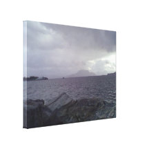 Sea with mountain in the background gallery wrapped canvas